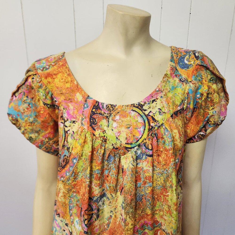 vintage Hawaiian dress M 1960s muumuu cotton print